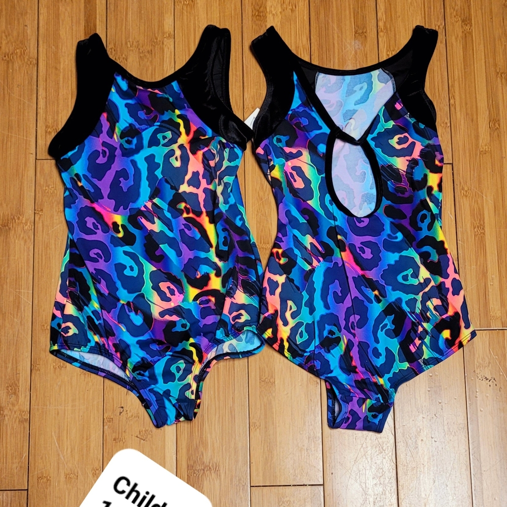 Blue and Purple Bodysuit with Vibrant Pattern